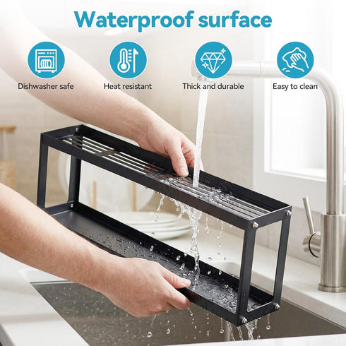 2 30 Inch 2 4 OTraki Tier Strong Magnetic Oven Shelf Length Spice Rack Over The Stove Shelf with Anti-Slip Mats
