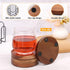 4 Set Pcs Wood Coasters for Drinks Absorbent, Wooden Coasters with Holder, Drink Coasters for Coffee Table, Absorbent