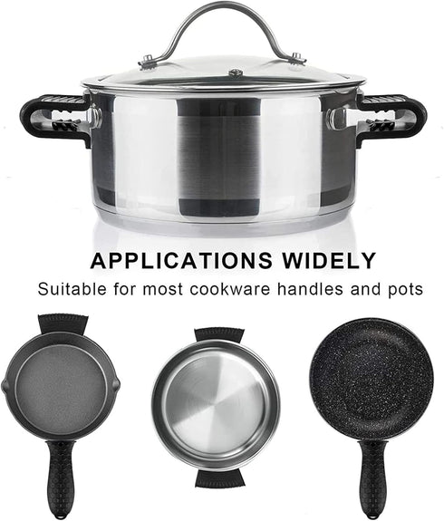 4 Pcs Non-Slip Silicone Hot Handle Holder, Heat Resistant Cover Sleeve for Cast Iron Skillets, Frying Pans