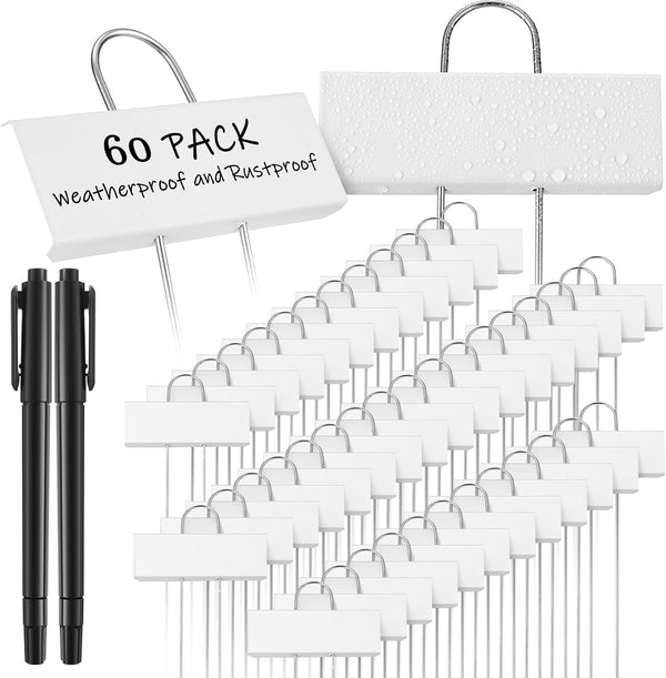 Maitys 62 Pcs Metal Plant Labels Garden Markers Outdoor Weatherproof 10.6 Inch Stainless
