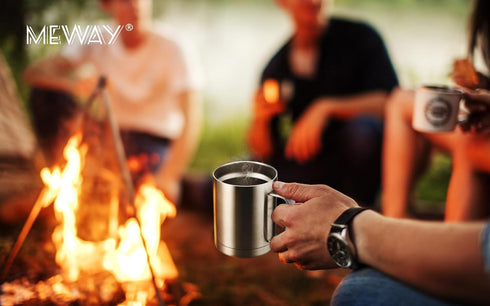 MEWAY 12oz Coffee Mug with Handle, Stainless Steel Insulated Travel Tumbler for Hot & Cold Drinks