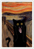 TYOHU Scream Funny Black Cat Poster, 16x24in Unframed Retro Sunset Glow Canvas Wall Art