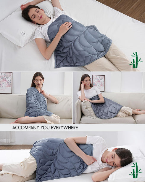 Kaisa Weighted Lap Blanket 5lbs, 23'' x 29'', Cooling Weighted Blanket for Adults, Machine Washable, Gray