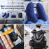 Sunany Neck Pillow for Travel - Inflatable Airplane Pillow with Soft Velour Cover and Portable Drawstring Bag (Blue)
