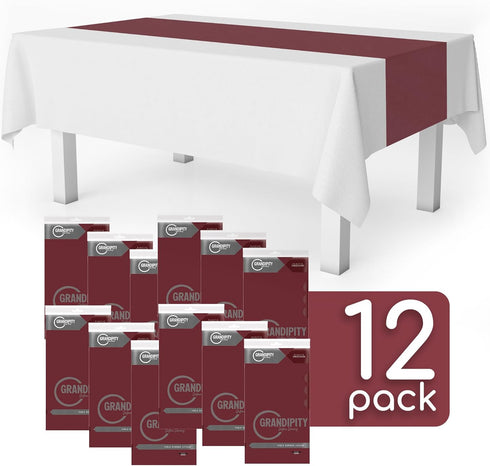 12 Pack 14 108 Inch. Burgundy Premium Disposable Plastic Table Runner x Table Runner for Dinner Parties & Events by