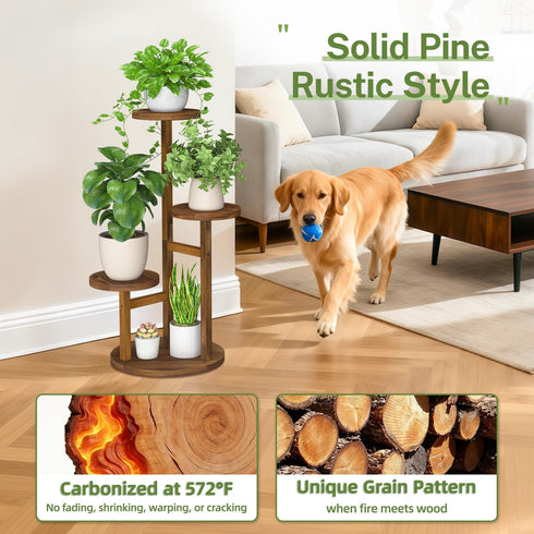 3 iDavosic.ly Tier Plant Stand Indoor, Tiered Corner Wood Multiple Flower Holder Shelf, Tall Orchid Display Rack