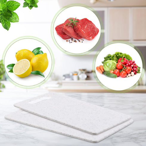 2 Pcs Small Cutting Board Set, Mini Plastic Cutting Board for Kitchen, Dishwasher Safe, Easy Grip (White, 6" x 10")