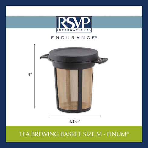 RSVP International Endurance Finium Collection, Loose Leaf Brewing Basket, 3.75" Diameter, Black