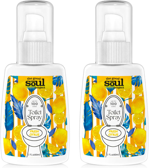Toilet Spray for Poop, Fresh Citrus Bathroom Odor Eliminator, 2Fl Oz, 2 Pack