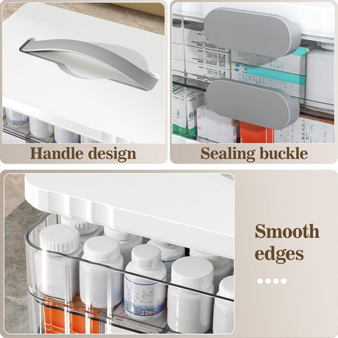 4-Tier ARSTPEOE Medicine Organizer - Portable Medicine Cabinet with Plastic Handle, Multipurpose Medical Box, Empty