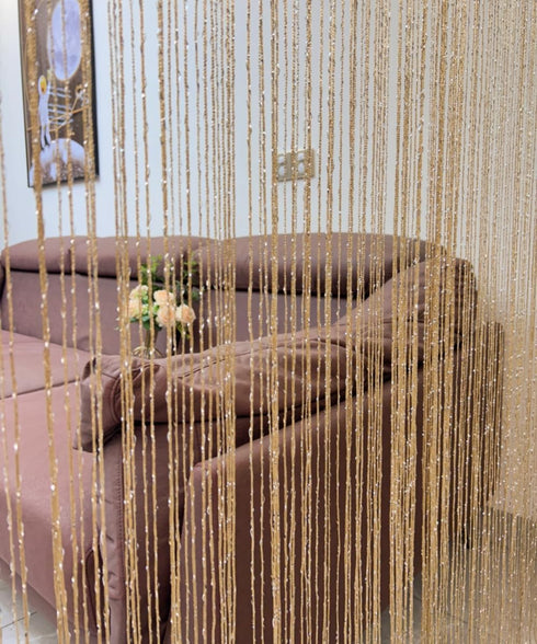 ave split Decorative Door String Curtain, Wall Panel Fringe, Window Room Divider, 100x200cm, Champagne