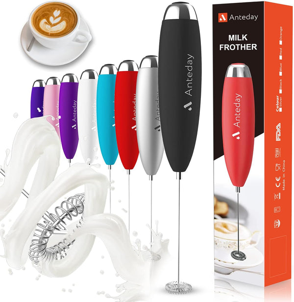 Electric Milk Frother Handheld, Battery Operated Drink Mixer for Coffee, Matcha Whisk, Foam Maker for Hot Chocolate