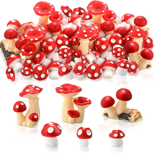 Yulejo 120 Pcs Bulk Cute Tiny Mushrooms Mini Figurines for Indoor Outdoor Garden Decor, Miniature Mushrooms Fairy