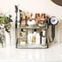 Counter 2 Countertop, Bathroom Organizer, Tier Makeup Skincare Storage Tray with Hair Dryer Holder and Toothbrush Rack