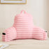 Memfydu Faux Fur Fluffy Pink Reading Pillow with Pockets, Luxury Striped Plush Decorative, Arm Rests and Back Support