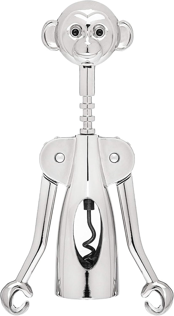 Godinger Monkey Head Corkscrew, Wine Cork Bottles Opener and Beer Cap Remover