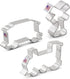 3-Pc. Set Ann Clark Train Railroad Cookie Cutters (Train Engine, Caboose, Railroad Crossing Sign) Made in USA