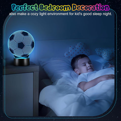 Linkax Soccer Gifts for Kids, 3D Illusion Lamp Night Light with 16 Colors Remote, Birthday Christmas Gifts for Boys