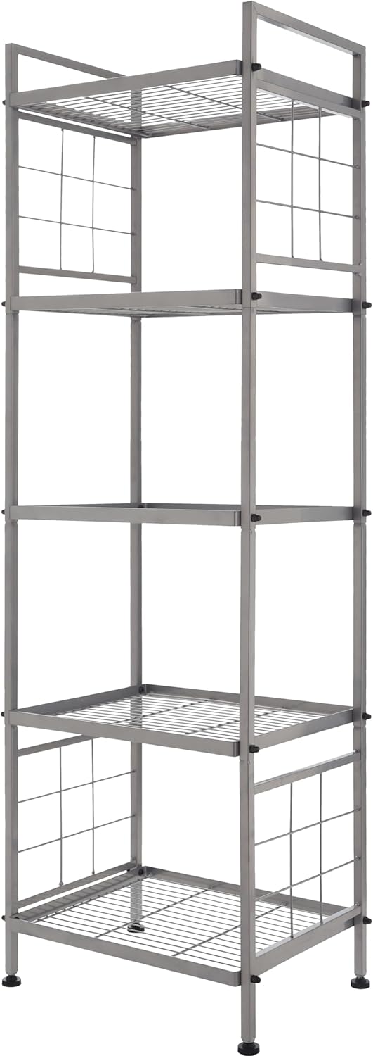 GIOTORENT 5-Wire Standing Storage Shelf, Metal Shelving Unit Pantry Rack for Laundry Kitchen Bathroom Organizer (Silver)
