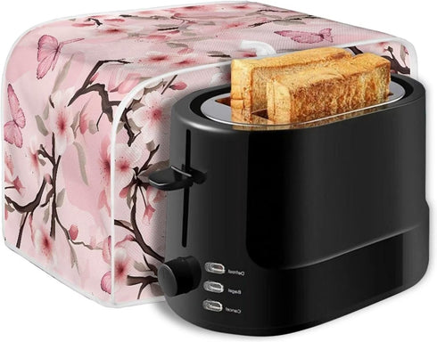 Pink Butterfly Toaster Protection Cover, Kitchen Accessories Decor, 2 Slice Toaster Cover with Pockets