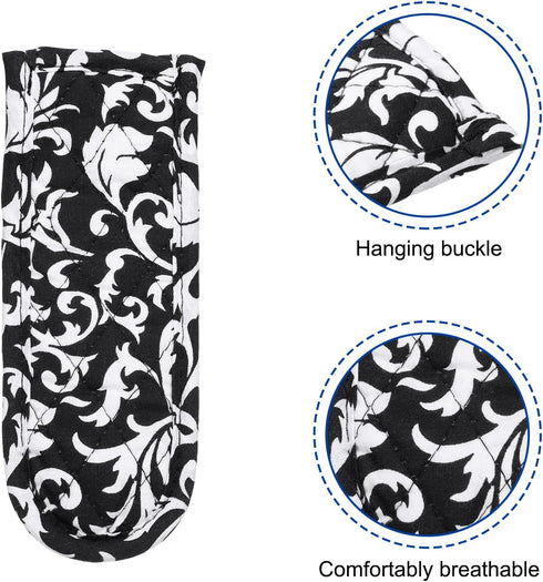 uxcell 2Pcs Pot Handle Covers, Heat Resistant Sleeve for Iron Skillet, Kitchen Baking Supplies, Black Flower Pattern