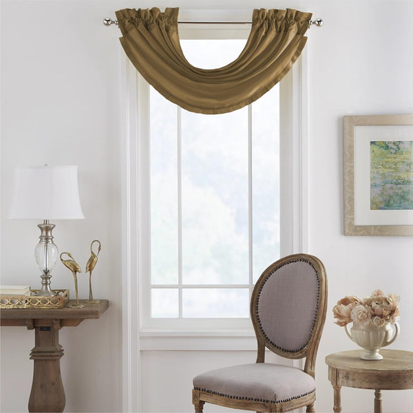 Elrene Home Fashions Versailles Faux-Silk Waterfall Window Valance, 52" x 36", Gold
