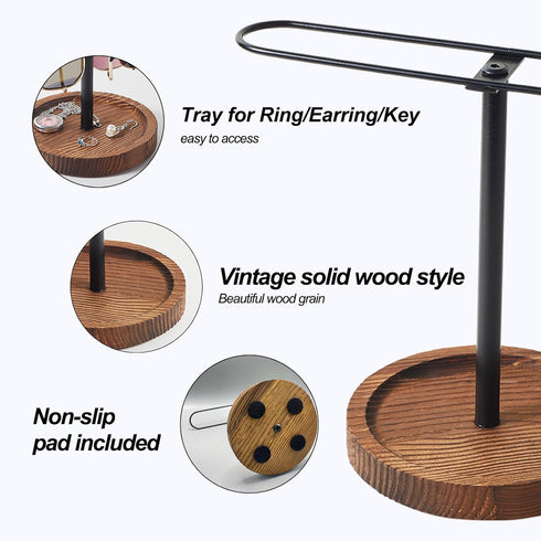 Sunglass Organizer, Wood Eyeglass Holder Rack for Men and Women, Metal Sunglasses Storage for Dresser, Desk