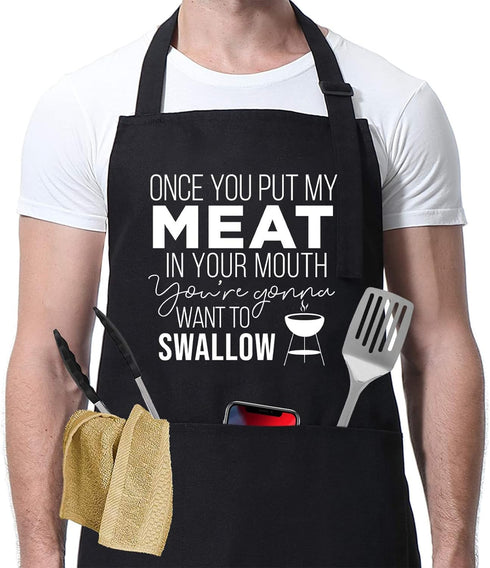 Miracu Funny Cooking Aprons for Men - Christmas, Birthday Gifts for Husband, BBQ Apron with Pockets