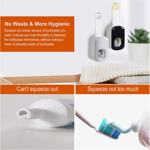 Toothpaste Dispenser, Automatic Squeezer for Kids and Adults, Hands Free Wall Mounted Holder, Punch-Free for Bathroom