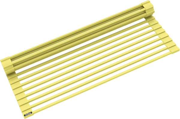 Kraus KRM-11YL Multipurpose Workstation Sink Roll-Up Dish Drying Rack, Colander and Trivet in Yellow