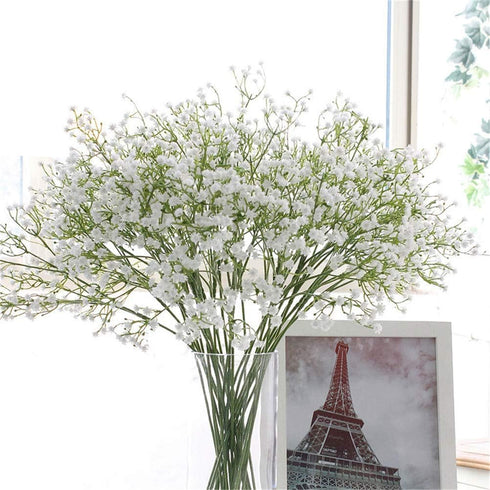 9 Pack Real Touch Artificial Baby's Breath Flowers - 21" Bendable Stems for Wedding Bouquets