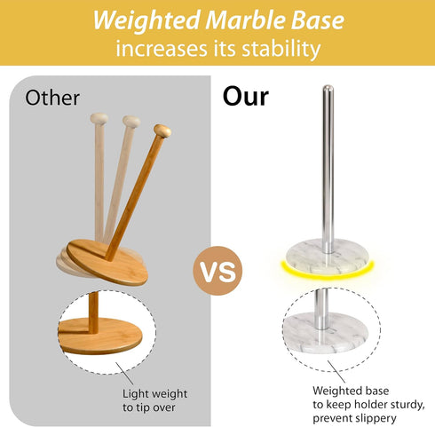 Countertop, 5.5 12.6 Inch, Creative Home Natural Marble Base Paper Towel Holder Stable Roll Dispenser