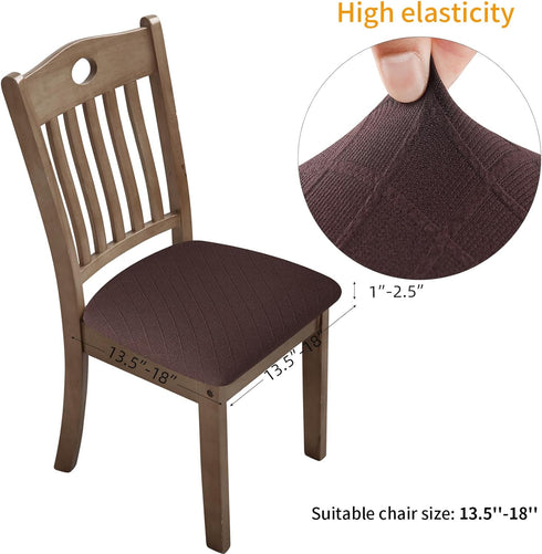 Stretch Chair Seat Covers 4 PCS, Removable Washable Anti-Dust Dining Room Slipcovers, Chocolate