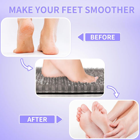 Feet,27.5'' 15.7'' Yolife Shower Foot Scrubber Mat, Anti-Slip Bath Mat with Scrub Bristles, Soft Shower Foot Massager
