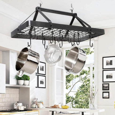 18 Pack S Hooks for Hanging Pans, Pots, Utensils, Clothes, Bags, Towels, Plants - 3 Sizes (Black)