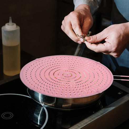 Cabilock 1pc Silicone Splatter Screen Oil Cooking Lid for Frying Pan, Easy to Clean Pot Cover for Kitchen Use