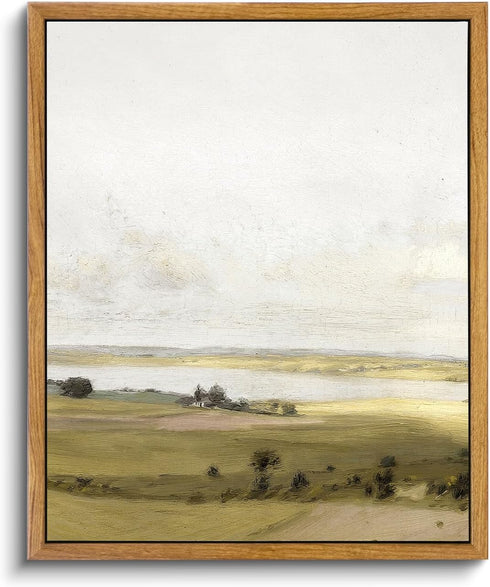 VIYYIEA Framed Canvas Wall Art - Rustic Farmhouse Decor of Rolling Valleys under Clear Skies, 9"x11"