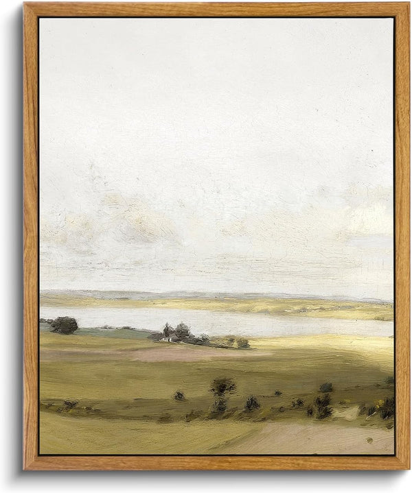 VIYYIEA Framed Canvas Wall Art - Rustic Farmhouse Decor of Rolling Valleys under Clear Skies, 9"x11"