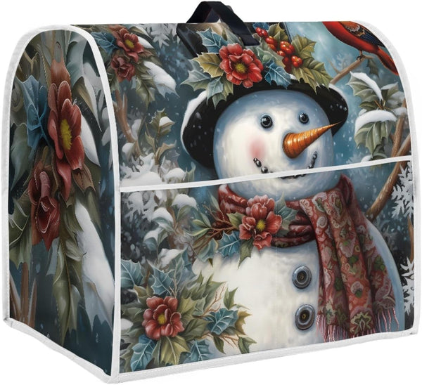 Kitchen Mixer Dust Cover with Pocket, Vintage Floral Snowman Christmas Small Appliance Blender Cover, Home Kitchen Decor