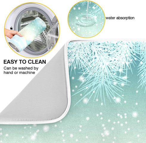 Christmas Gnome Standing Snowfall Winter Dish Drying Mat, Extra Large Absorbent Mat for Kitchen, 18" x 24"