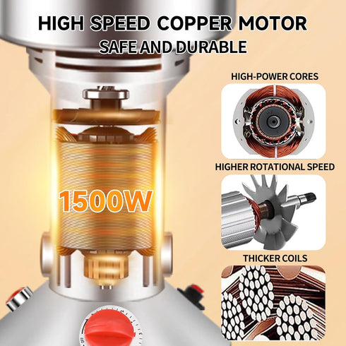 MELVTATA 350g 1500W Grain Grinder Electric Spice Grinder High-Speed Stainless Steel Flour Mill Suitable