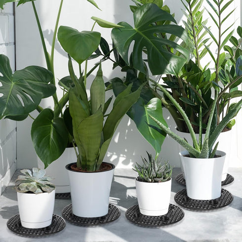 15 12 inch Tlence PCS Plant Level Pot Elevator, Plastic Potted Plant Stands, Large Patio Planter Riser Holder, Deck