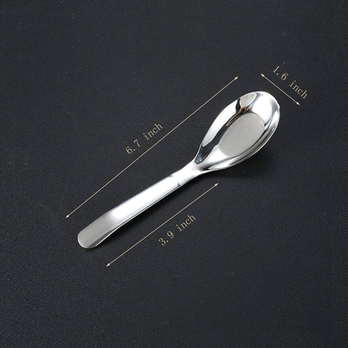 Asian Soup Spoons Chinese Soup Spoons Stainless Steel Spoons, Thick Heavy Stainless Steel Soup Spoons Table Spoons Dinner Spoons Flat Square Spoon,Set of 4