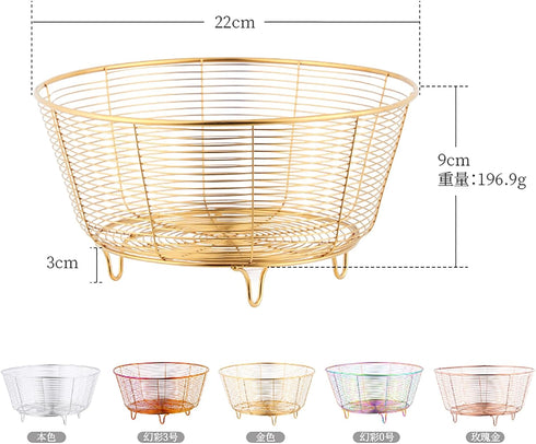 Meisha Round Fruit Bowl, Creative Mesh Dish Basket, Large Metal Wire Storage for Fruit, Vegetables, Snacks