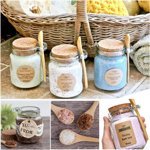 1Pcs 250ml/8.5oz Empty Clear Glass Jam Jar with Cork and Spoon, Multipurpose Storage Canister for Honey, Candy, Bath