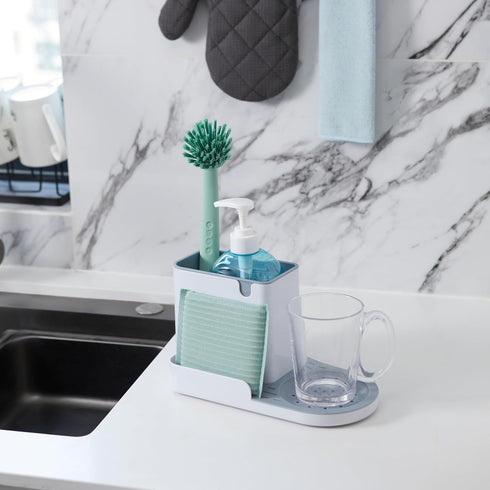 Large White Kitchen Sink Organizer for Sponges and Brushes
