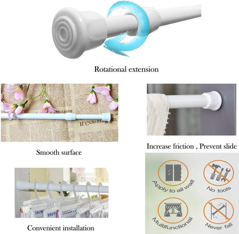 2 Pack Small Tension Rods 15.7 in to 28, Extendable Curtain Rods for Kitchen Utensils, Closet, and Cabinet
