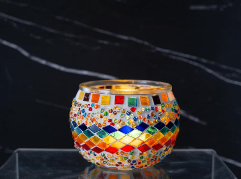 MA04) KRAFTSTORIES Turkish Mosaic DIY Candle Holder Kit - Glass Decorative Tealight for Living Dining Room Bedroom |