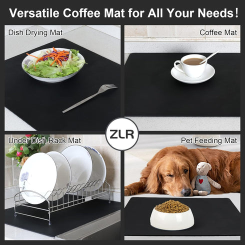 Coffee Mat, 16" x 24" Extra Absorbent Drying Mat for Dishes, Easy to Clean for Coffee Bar Countertop