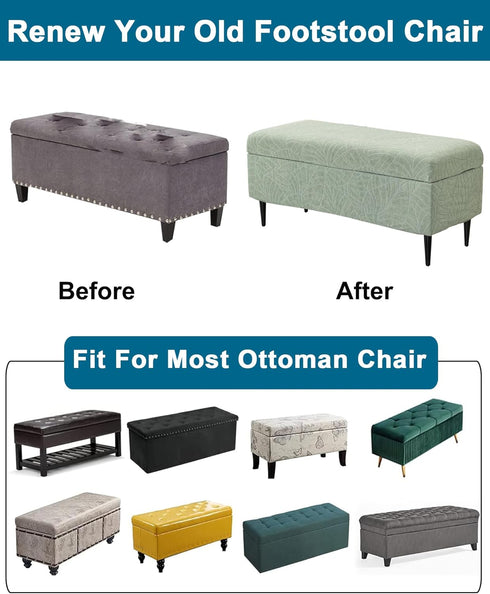 CRFATOP Waterproof Jacquard Ottoman Stool Cover Stretch Folding Storage Footstool Bench Slipcovers Upholstered Foot
